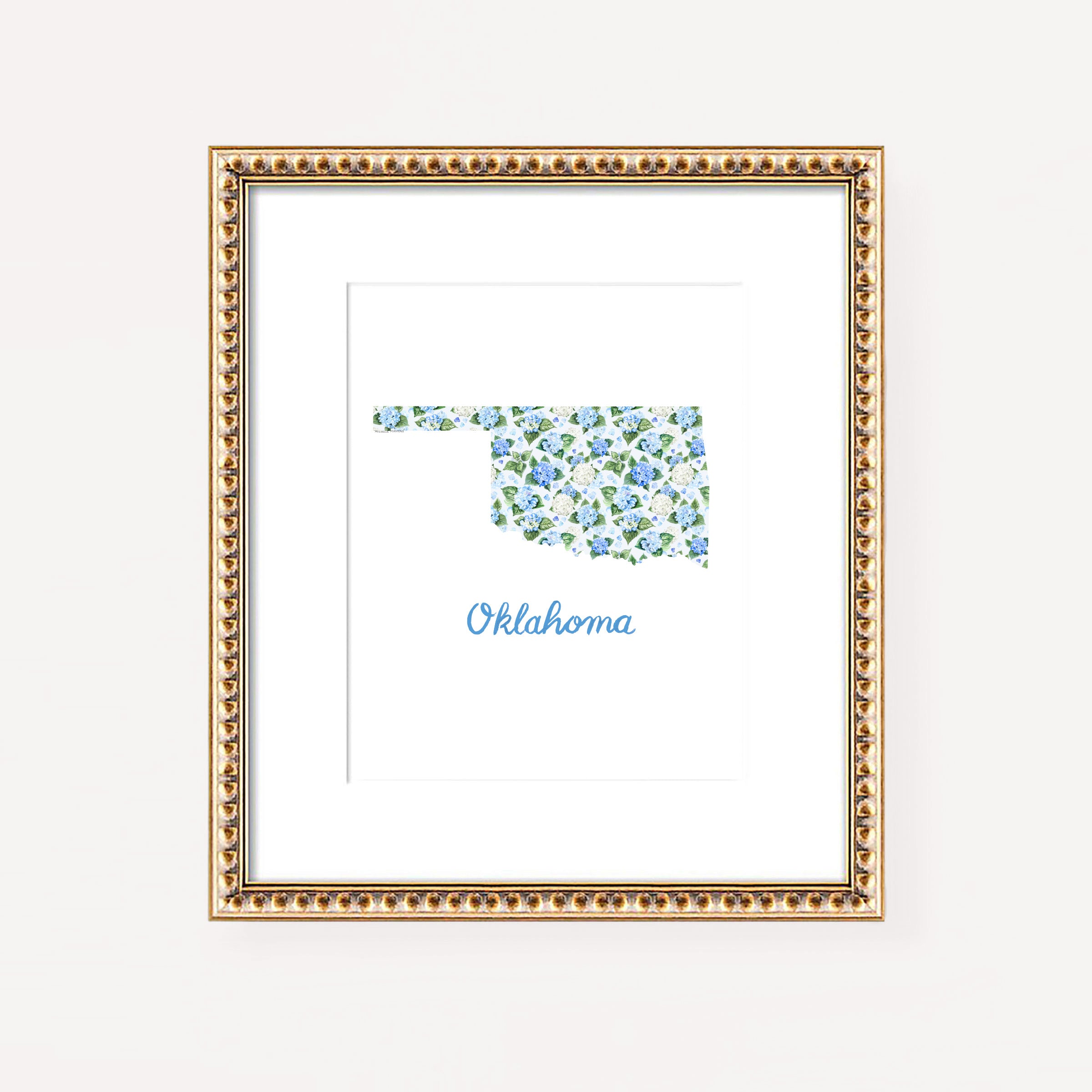 Oklahoma State Watercolor Wall Art Print by Michelle Mospens | Cute Oklahoma Gift
