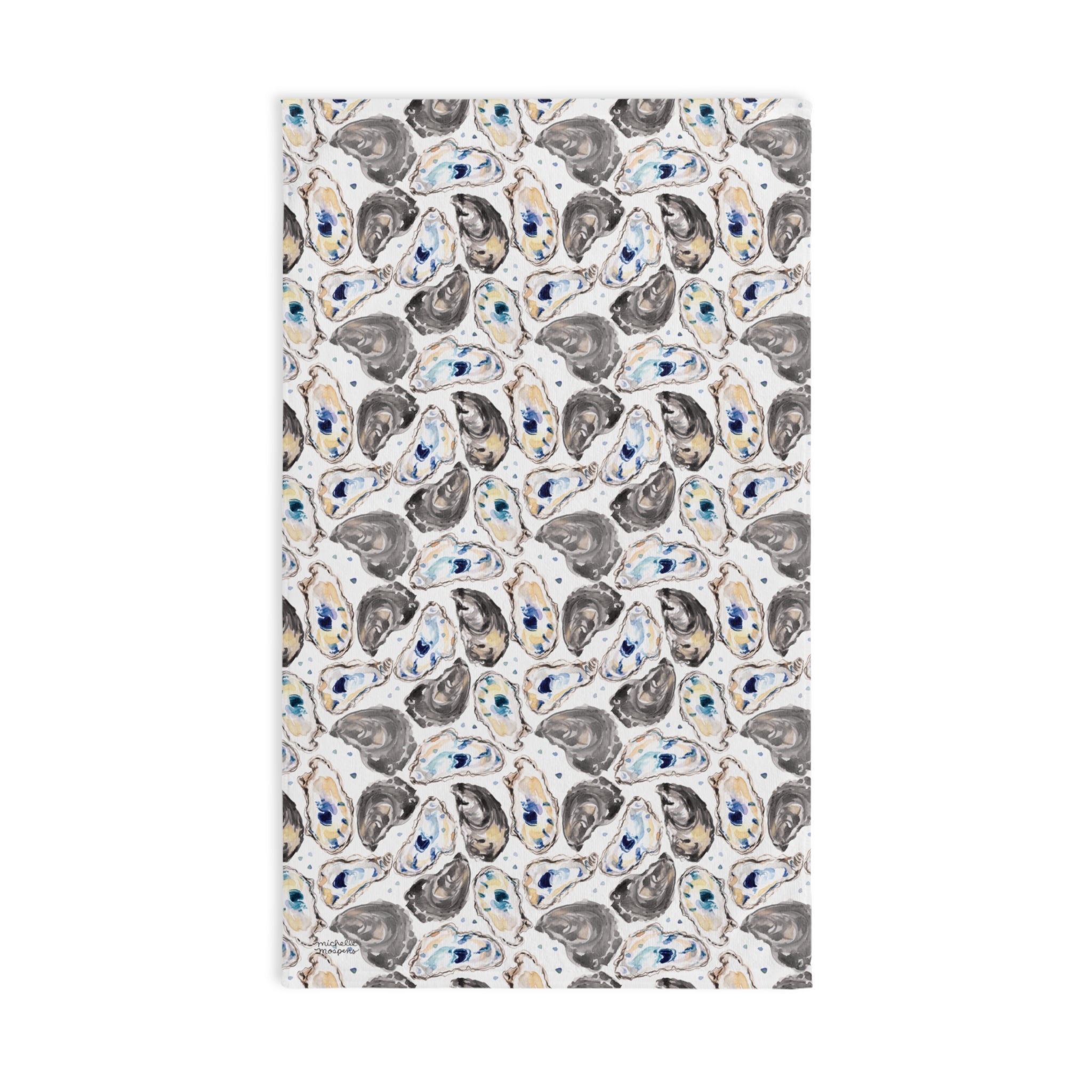 Watercolor Oyster Shells Designer Kitchen Towel by Michelle Mospens | Luxury Dish Towel