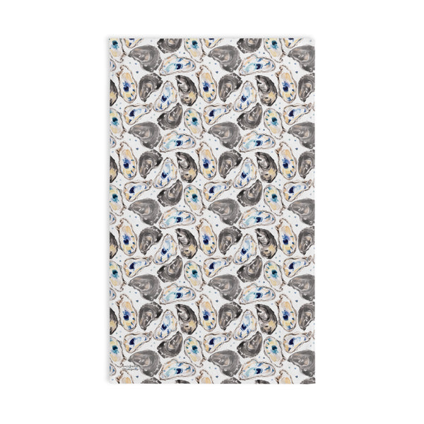 Watercolor Oyster Shells Designer Kitchen Towel by Michelle Mospens | Luxury Dish Towel