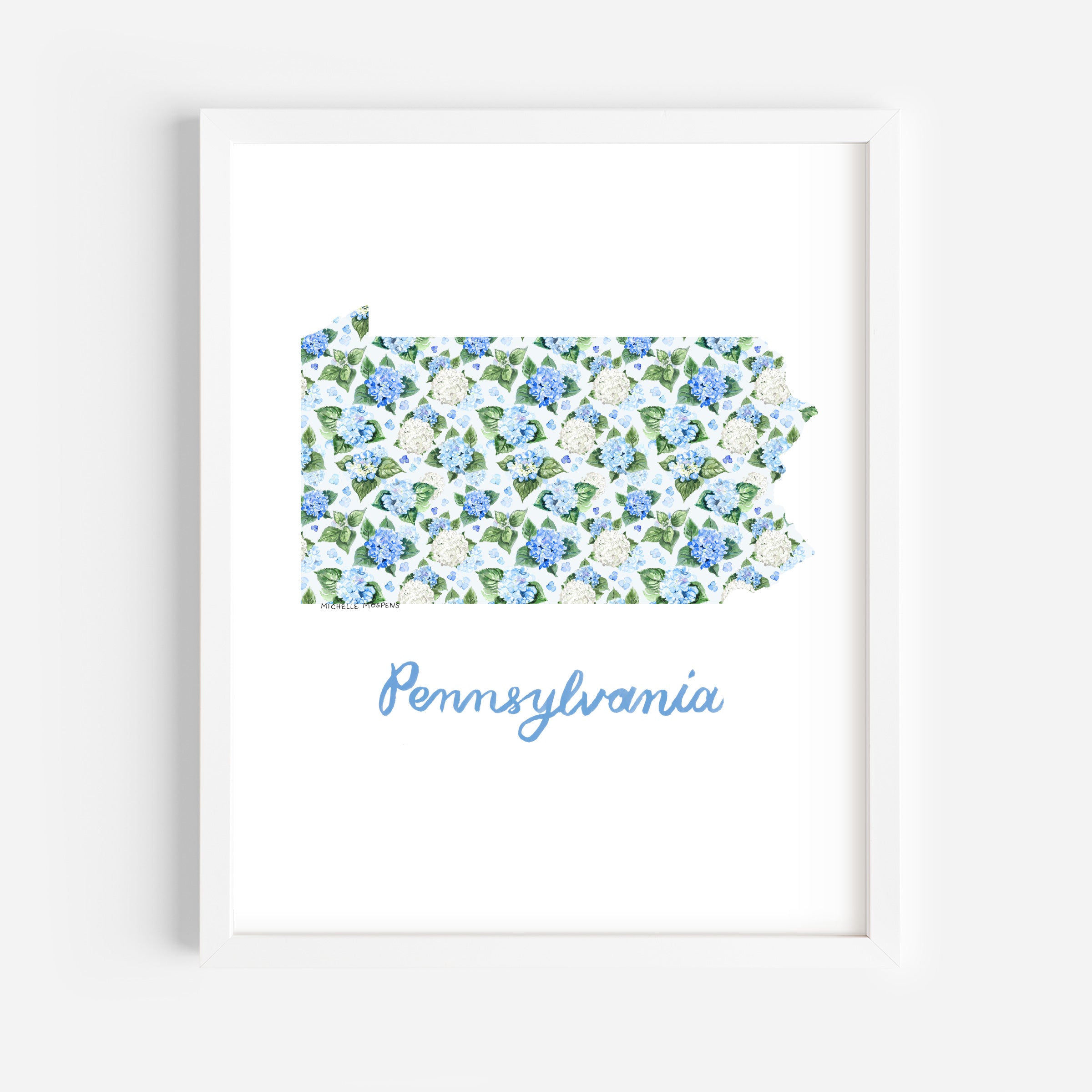 Pennsylvania State Watercolor Wall Art Print by Michelle Mospens | Cute Pennsylvania Gift