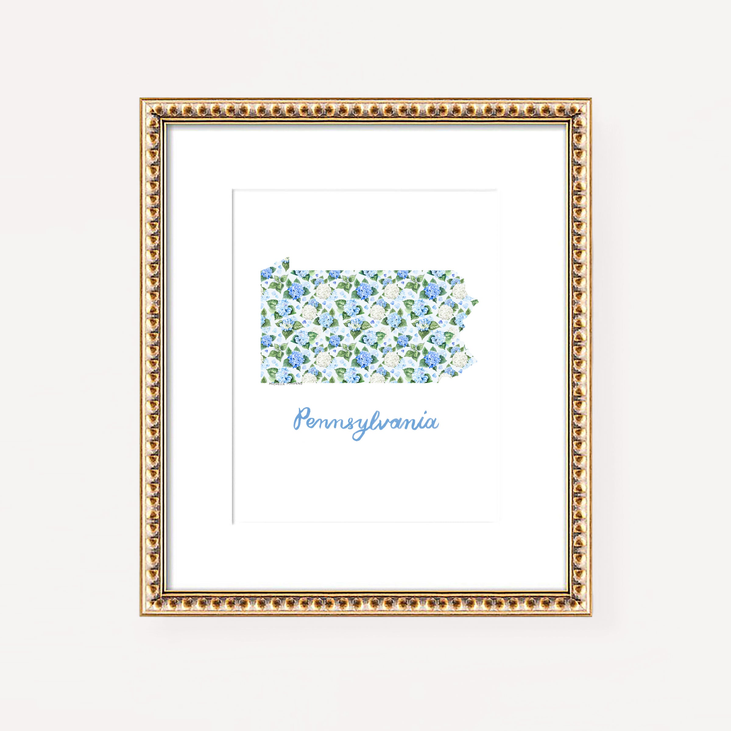 Pennsylvania State Watercolor Wall Art Print by Michelle Mospens | Cute Pennsylvania Gift