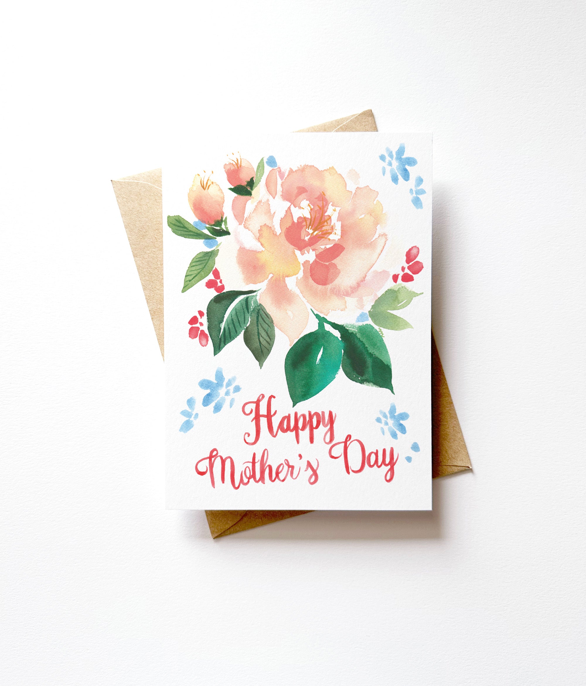 Watercolor Peach Peony Mother's Day Card
