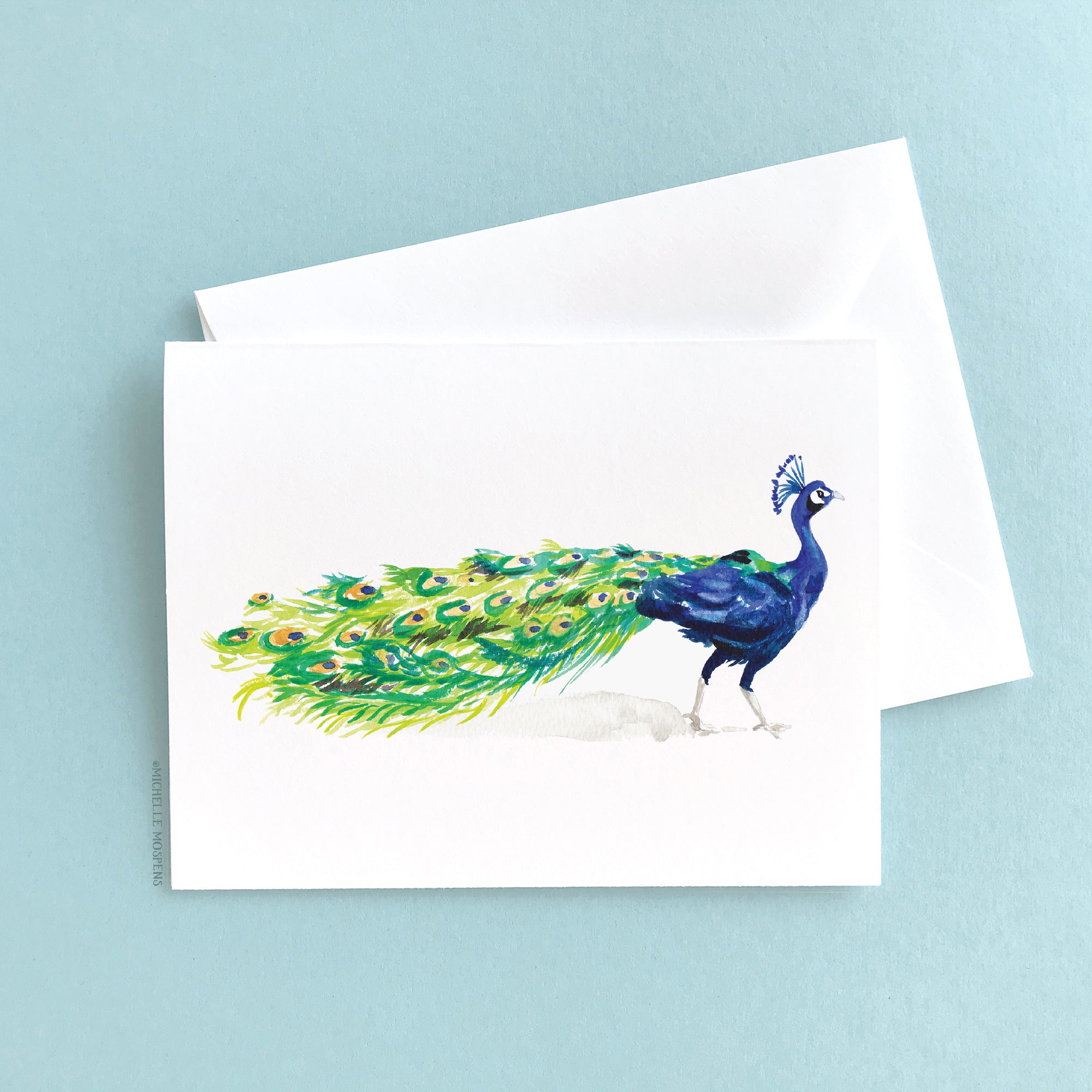 Set of Illustrated Peacock Note Cards: Cute Bird Watercolor Stationery Notecards (Stationary)