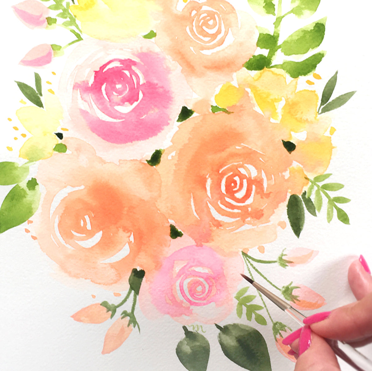 Sunshine Bouquet Floral Watercolor Wall Art Print