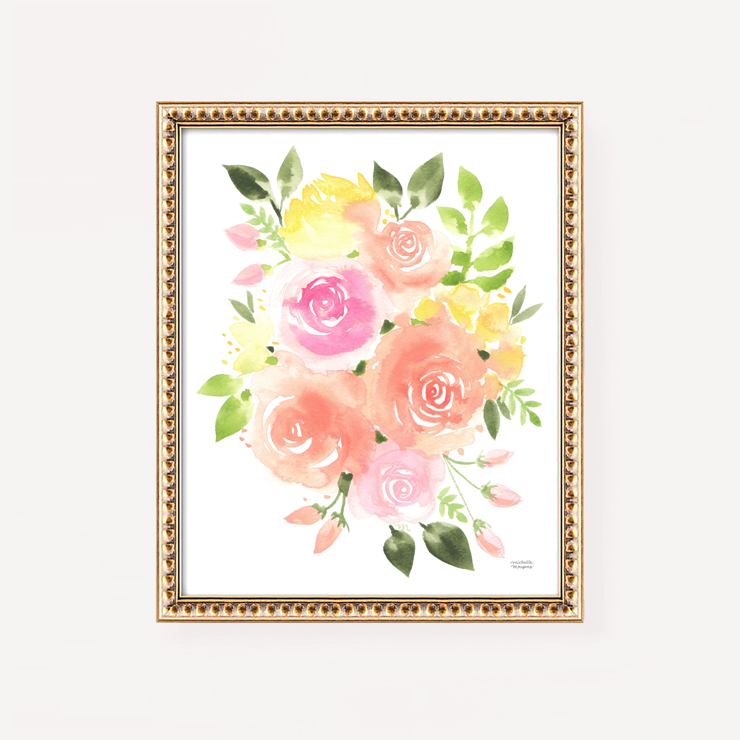 Sunshine Bouquet Floral Watercolor Wall Art Print
