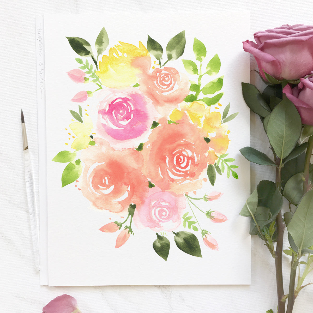 Sunshine Bouquet Floral Watercolor Wall Art Print