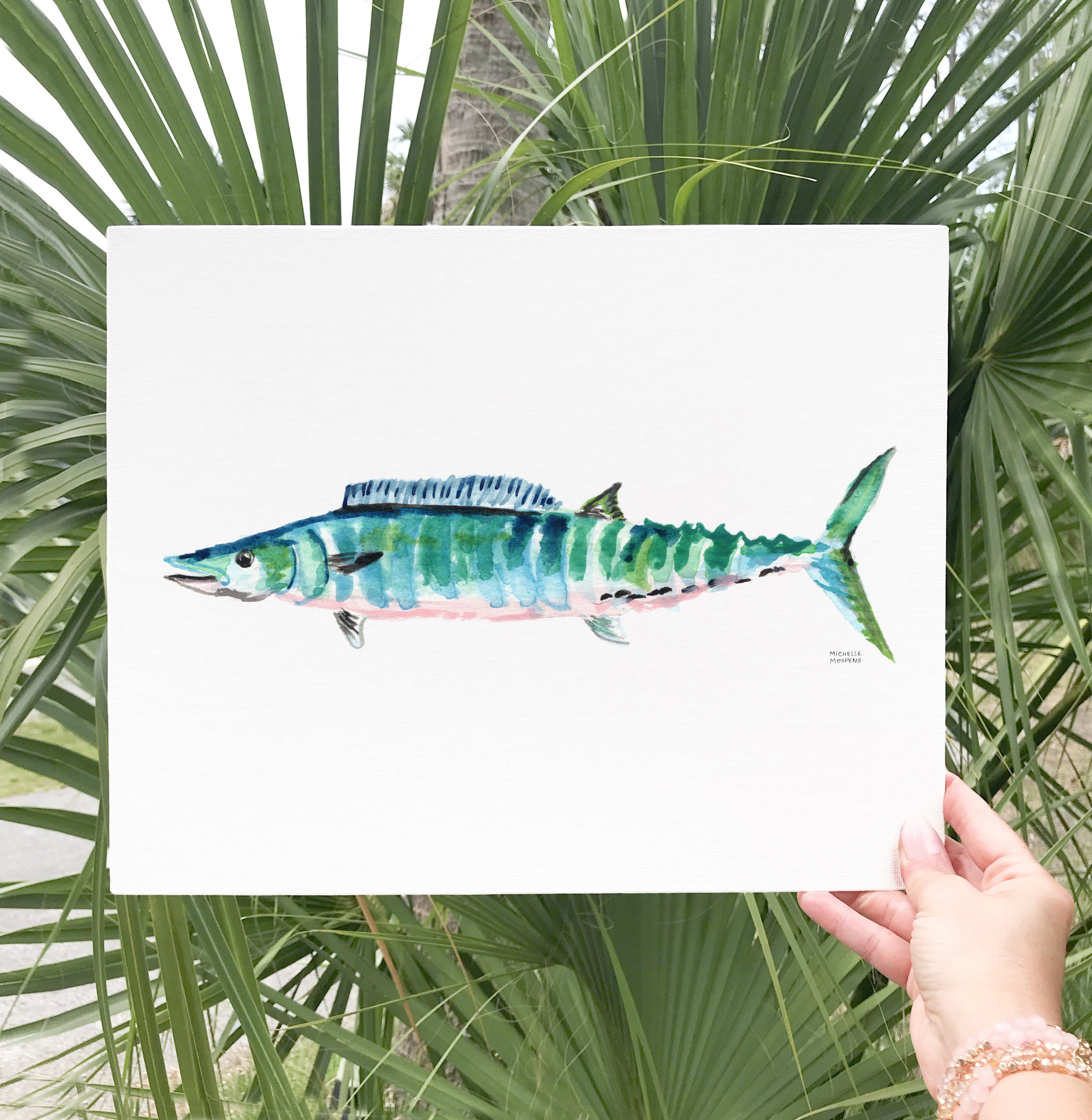 Fish Wall Art Print Watercolor Wahoo Fish