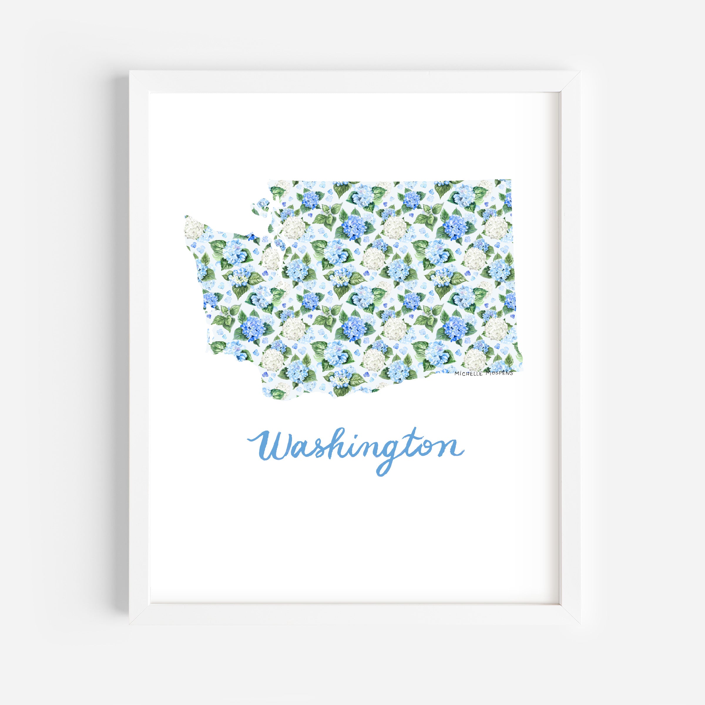 Washington State Watercolor Wall Art Print by Michelle Mospens | Cute Washington Gift