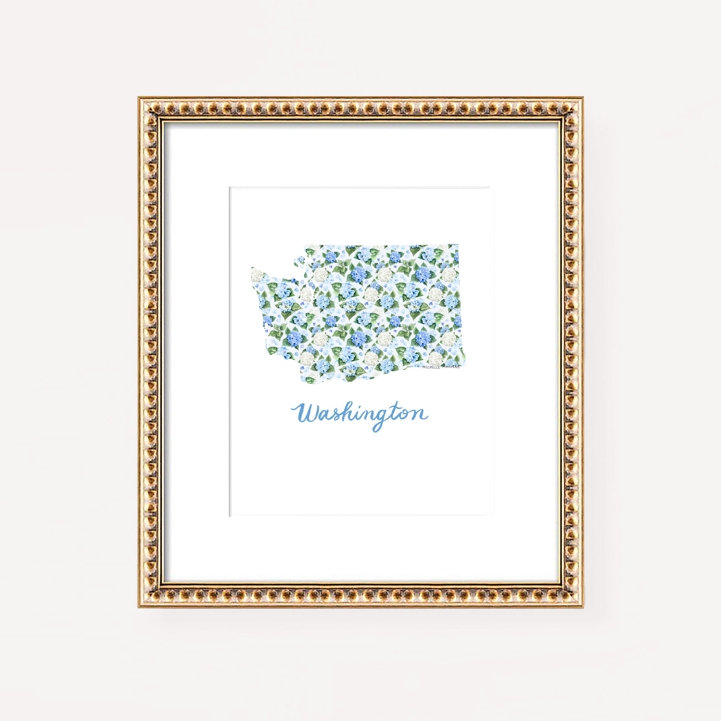 Washington State Watercolor Wall Art Print by Michelle Mospens | Cute Washington Gift