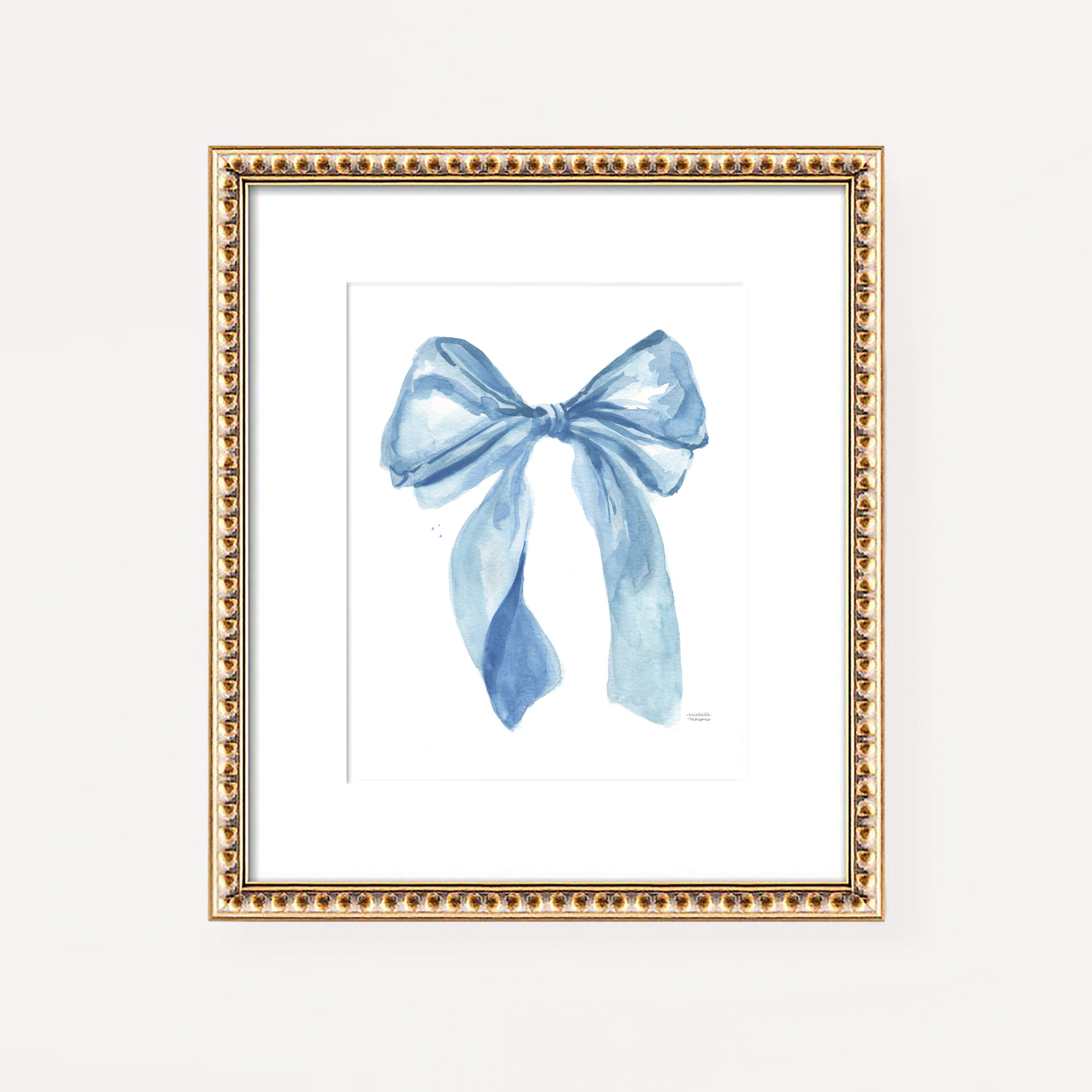 Cute Preppy Fashion Bow Light Blue Girly Wall Art Print