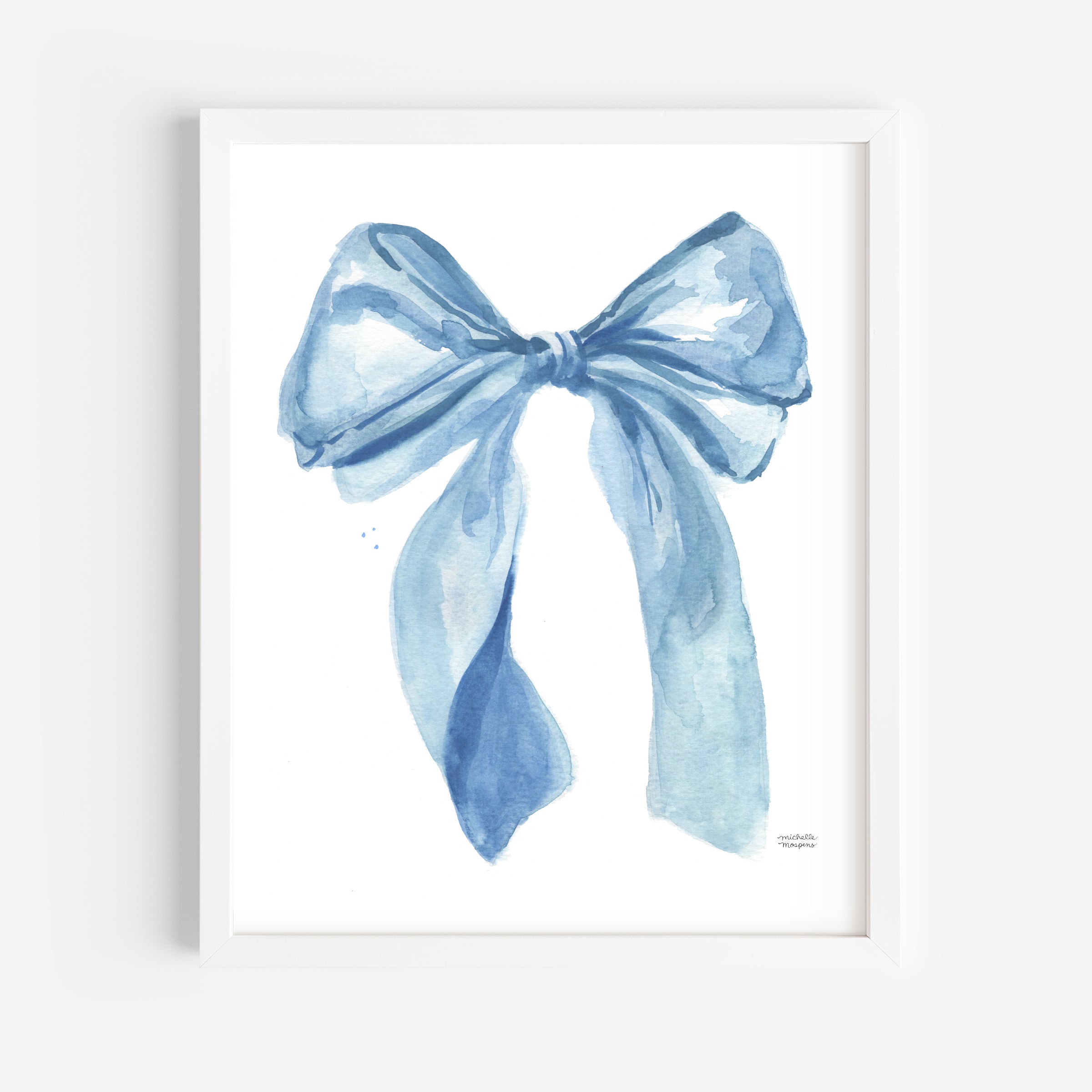 Cute Preppy Fashion Bow Light Blue Girly Wall Art Print