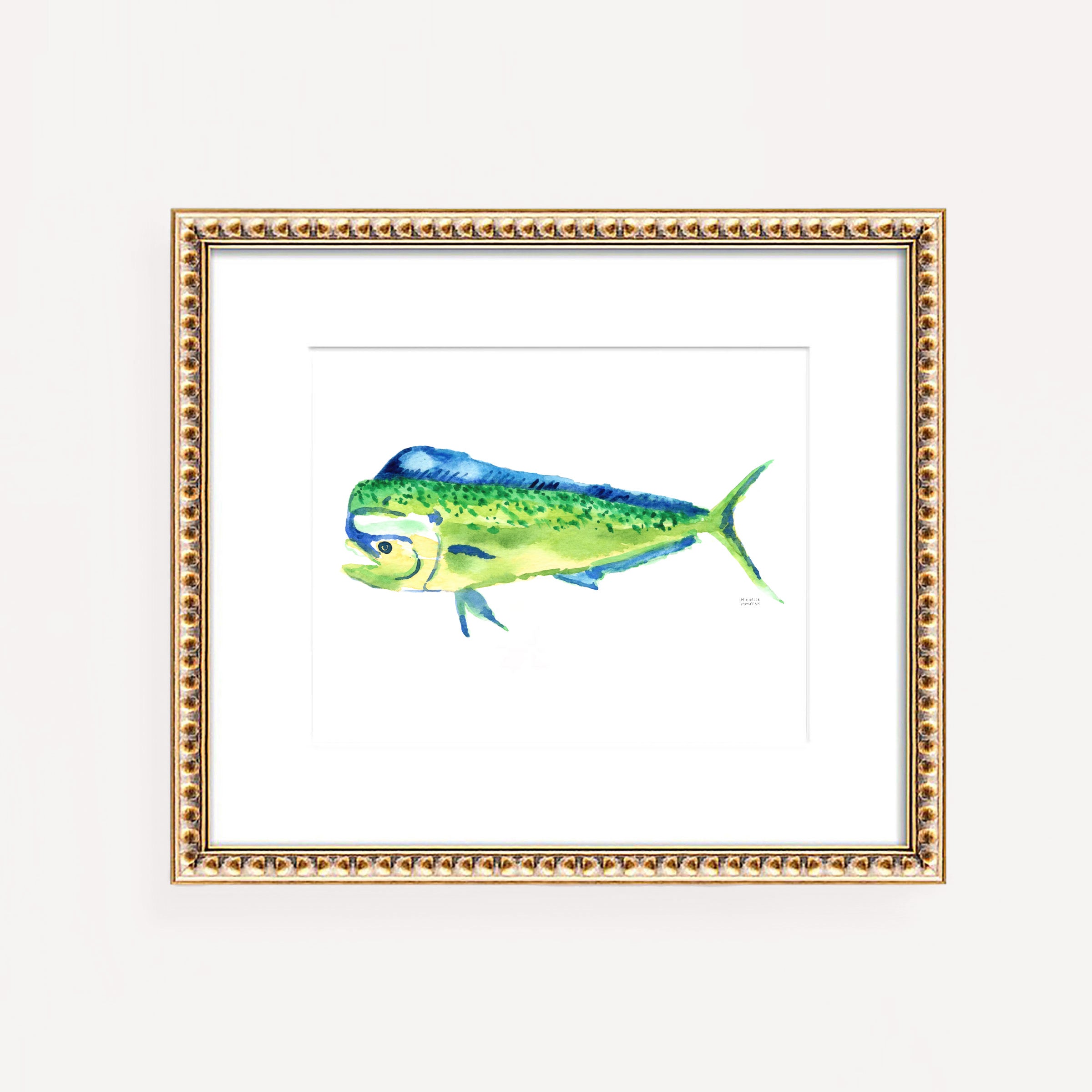 Fish Wall Art Print Watercolor Mahi Mahi Fish