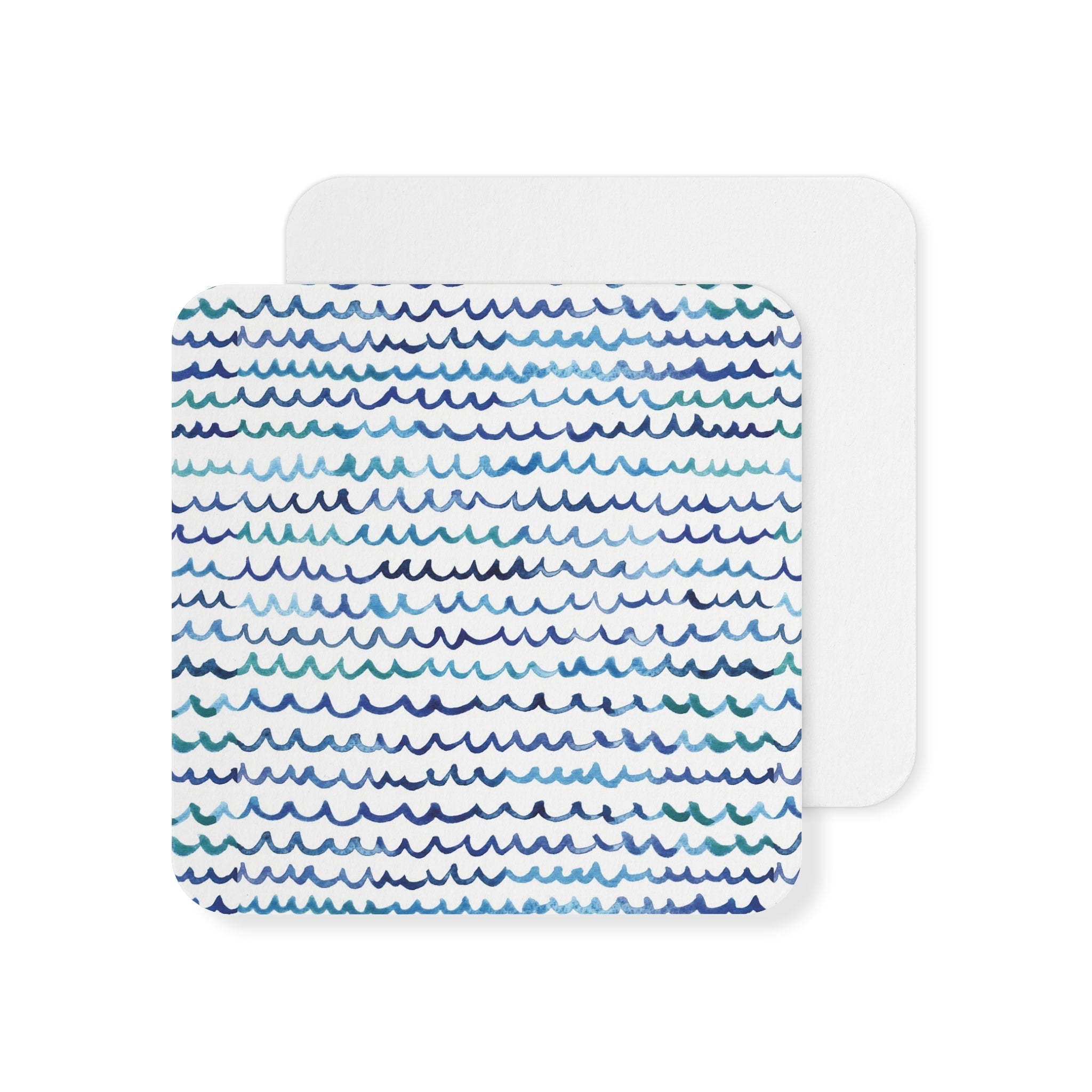 Cute and Fun Watercolor Nautical Waves Drink Paper Coasters