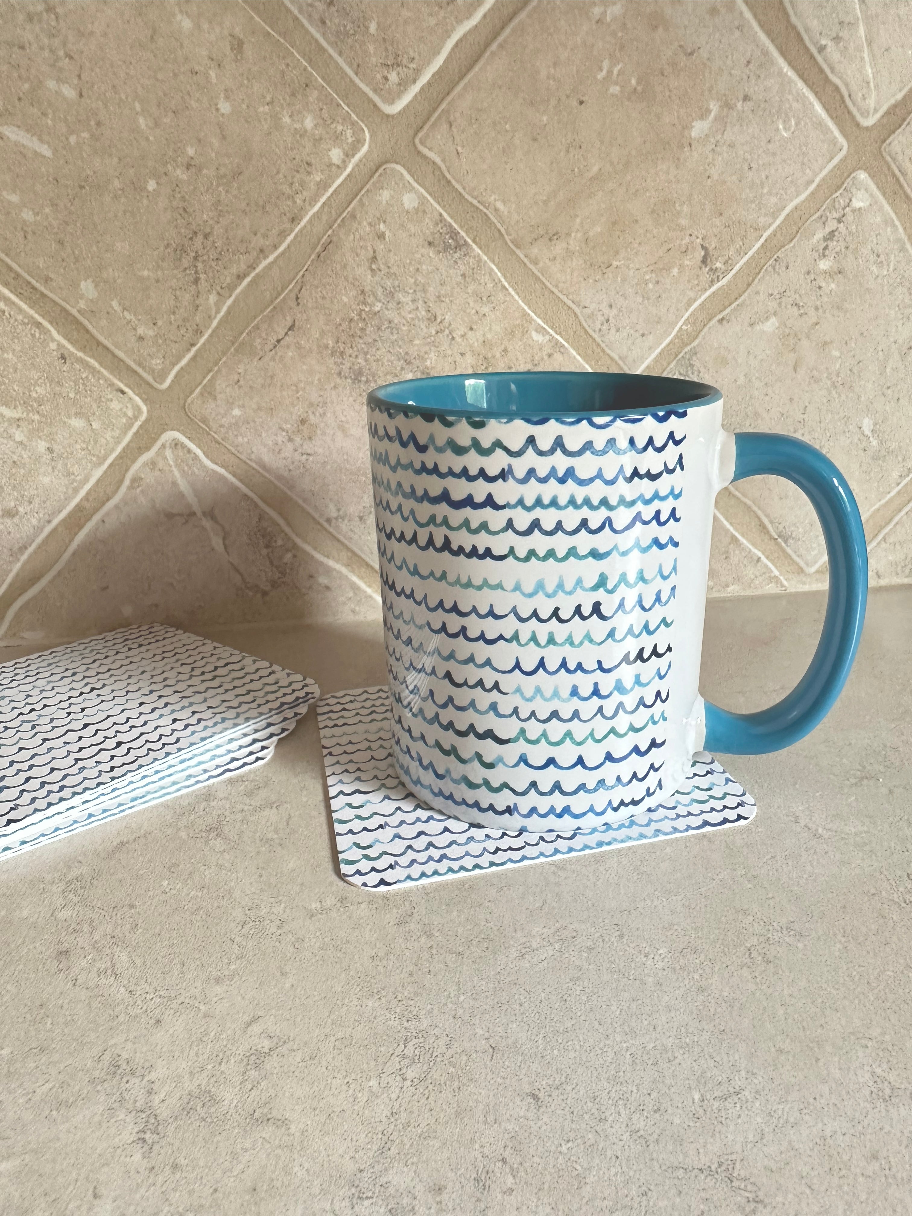 Michelle Mospens Watercolor Waves Coffee Mug | Beach Lover Gift