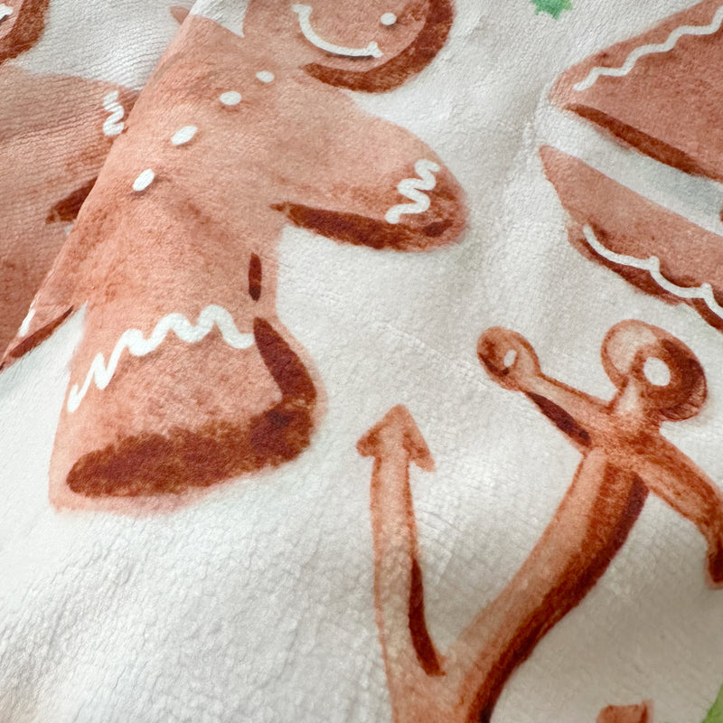 Watercolor Seaside Gingerbread Cookies Hand Towel by Michelle Mospens | Designer Dish Towel in White