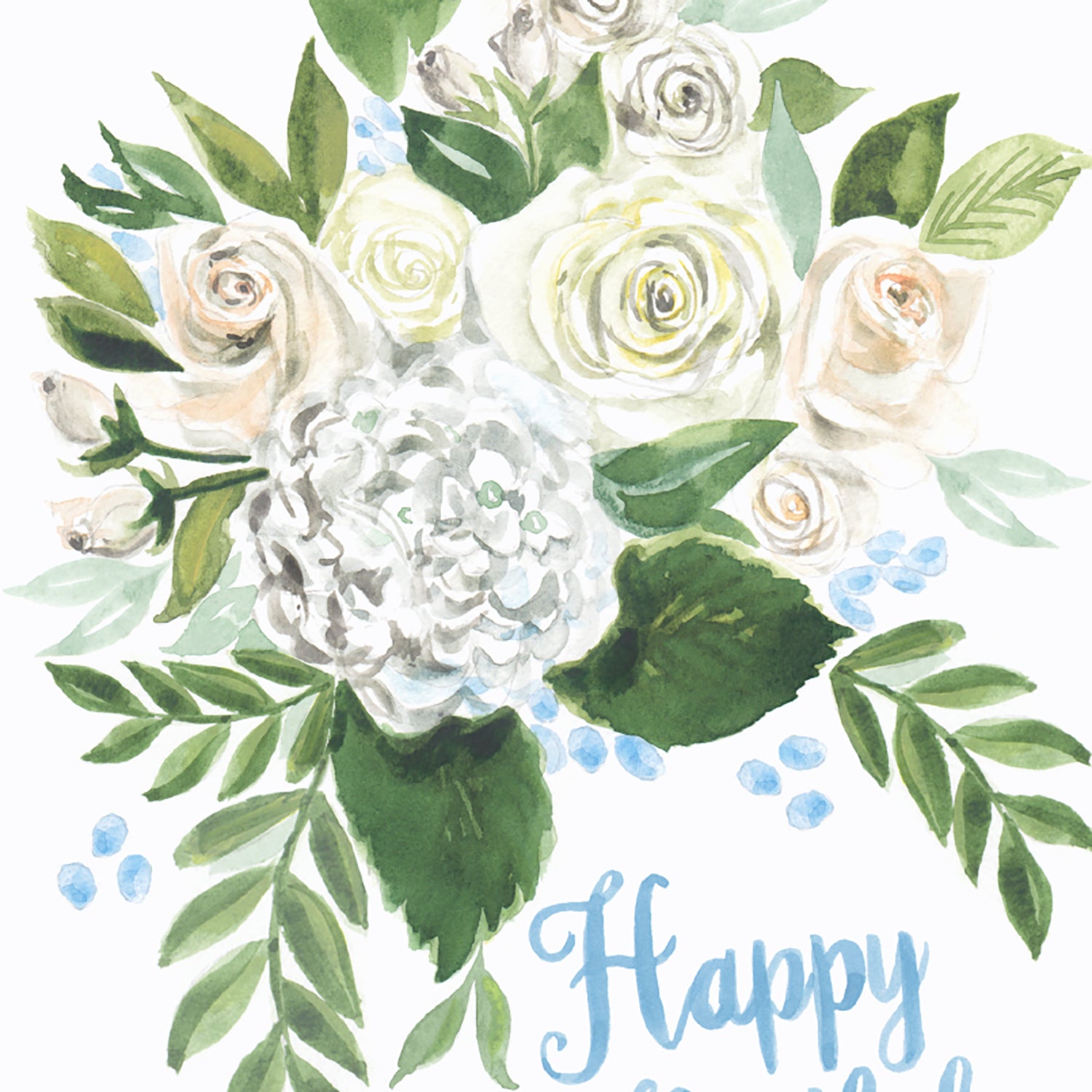 White Posy Happy Birthday Card