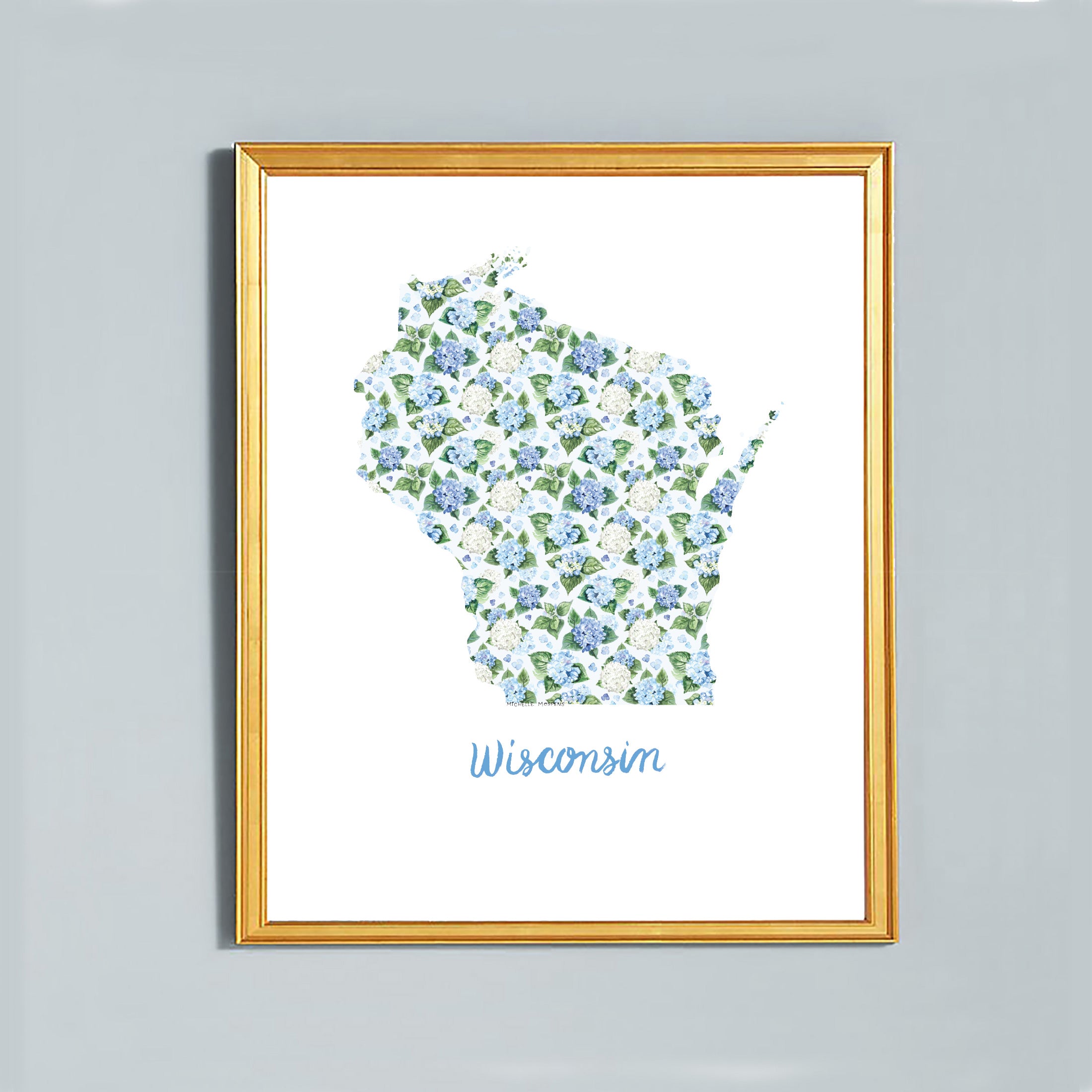 Wisconsin State Watercolor Wall Art Print by Michelle Mospens | Cute Wisconsin Gift