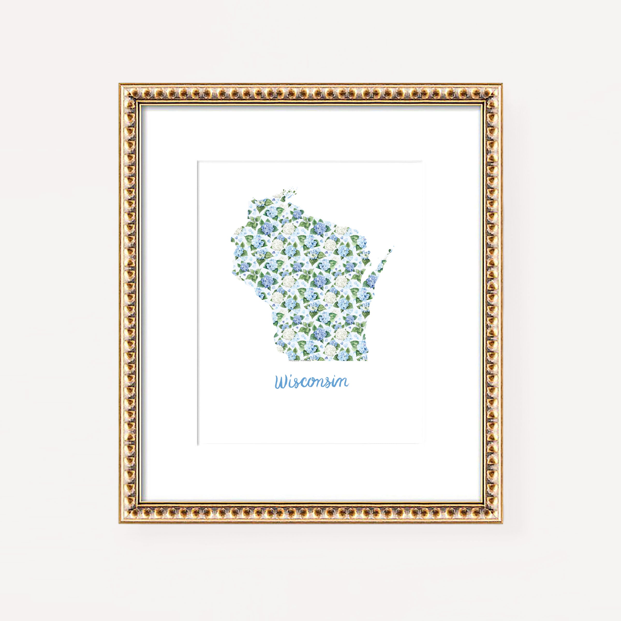 Wisconsin State Watercolor Wall Art Print by Michelle Mospens | Cute Wisconsin Gift