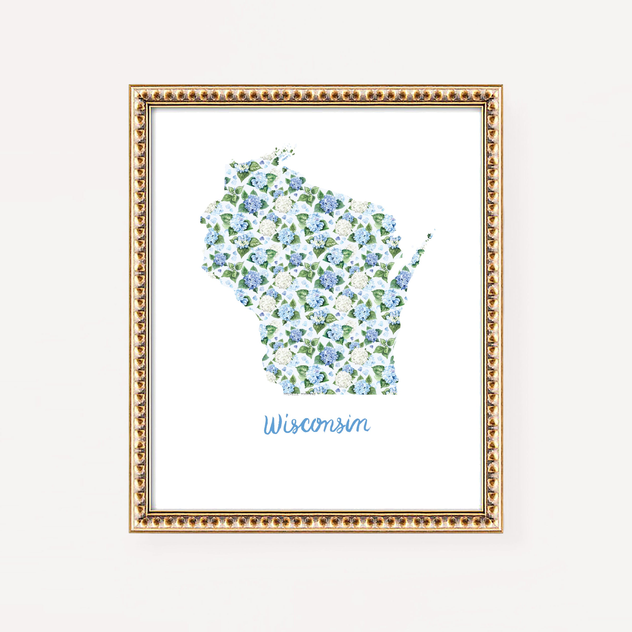 Wisconsin State Watercolor Wall Art Print by Michelle Mospens | Cute Wisconsin Gift