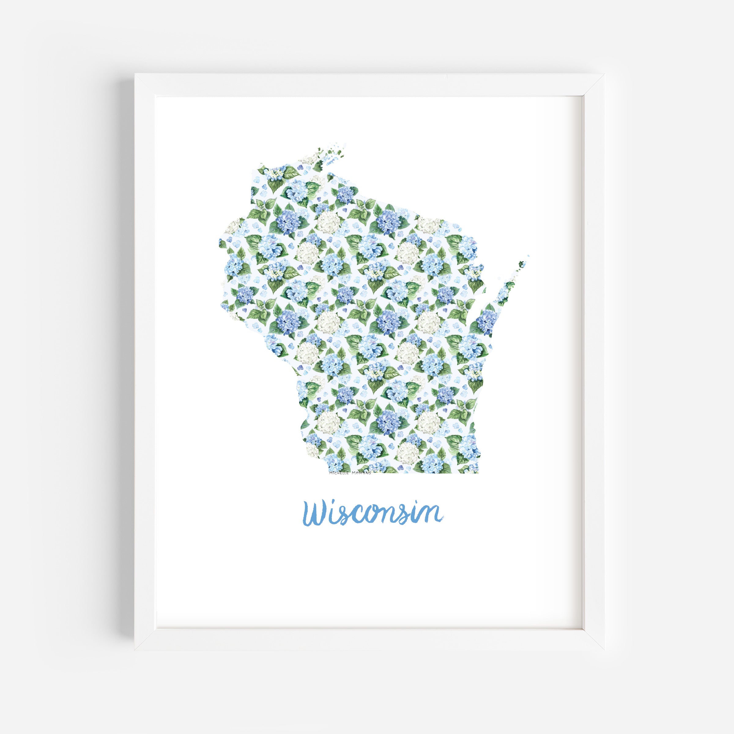 Wisconsin State Watercolor Wall Art Print by Michelle Mospens | Cute Wisconsin Gift