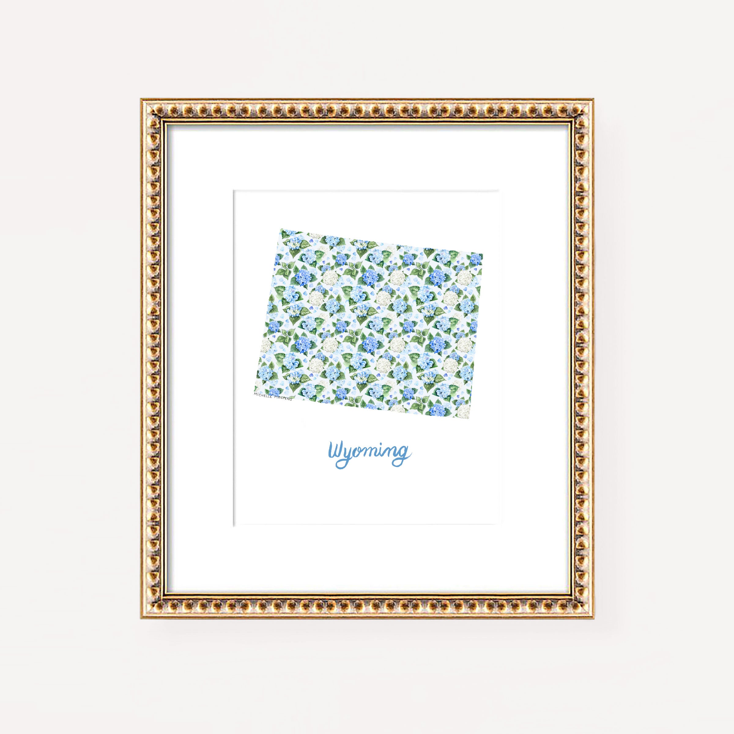 Wyoming State Shape Map Watercolor Wall Art Print by Michelle Mospens