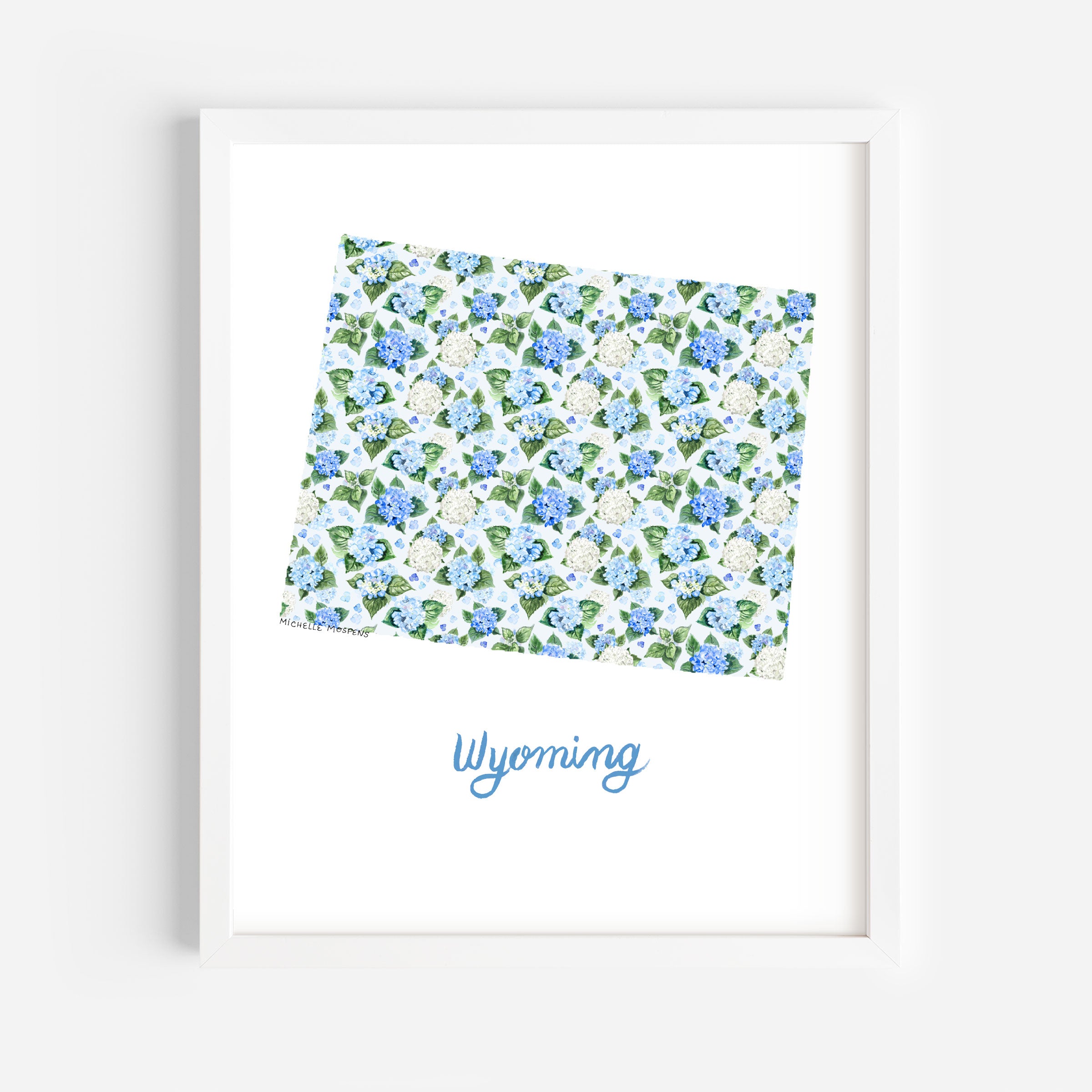 Wyoming State Shape Map Watercolor Wall Art Print by Michelle Mospens