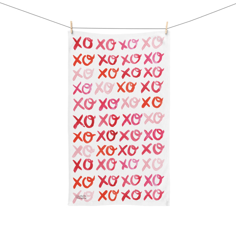 Watercolor xoxoxo Designer Kitchen Towel by Michelle Mospens | Luxury Dish Towel