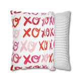Watercolor XOXOXO Printed Square Pillow Cover Case By Artist Michelle Mospens