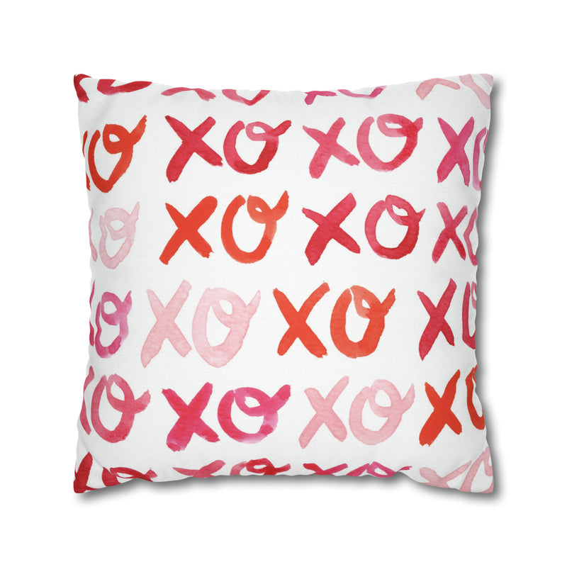 Watercolor XOXOXO Printed Square Pillow Cover Case By Artist Michelle Mospens