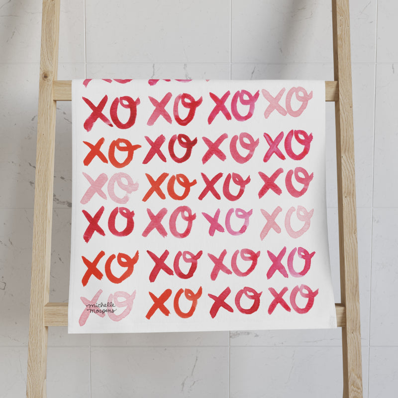 Watercolor xoxoxo Designer Kitchen Towel by Michelle Mospens | Luxury Dish Towel