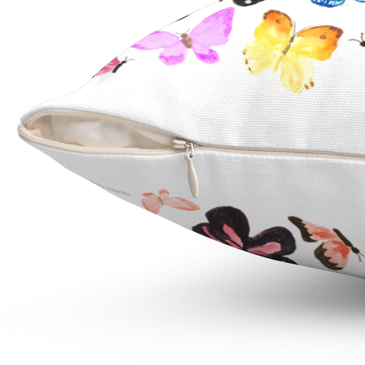 Watercolor Butterflies Square Pillow