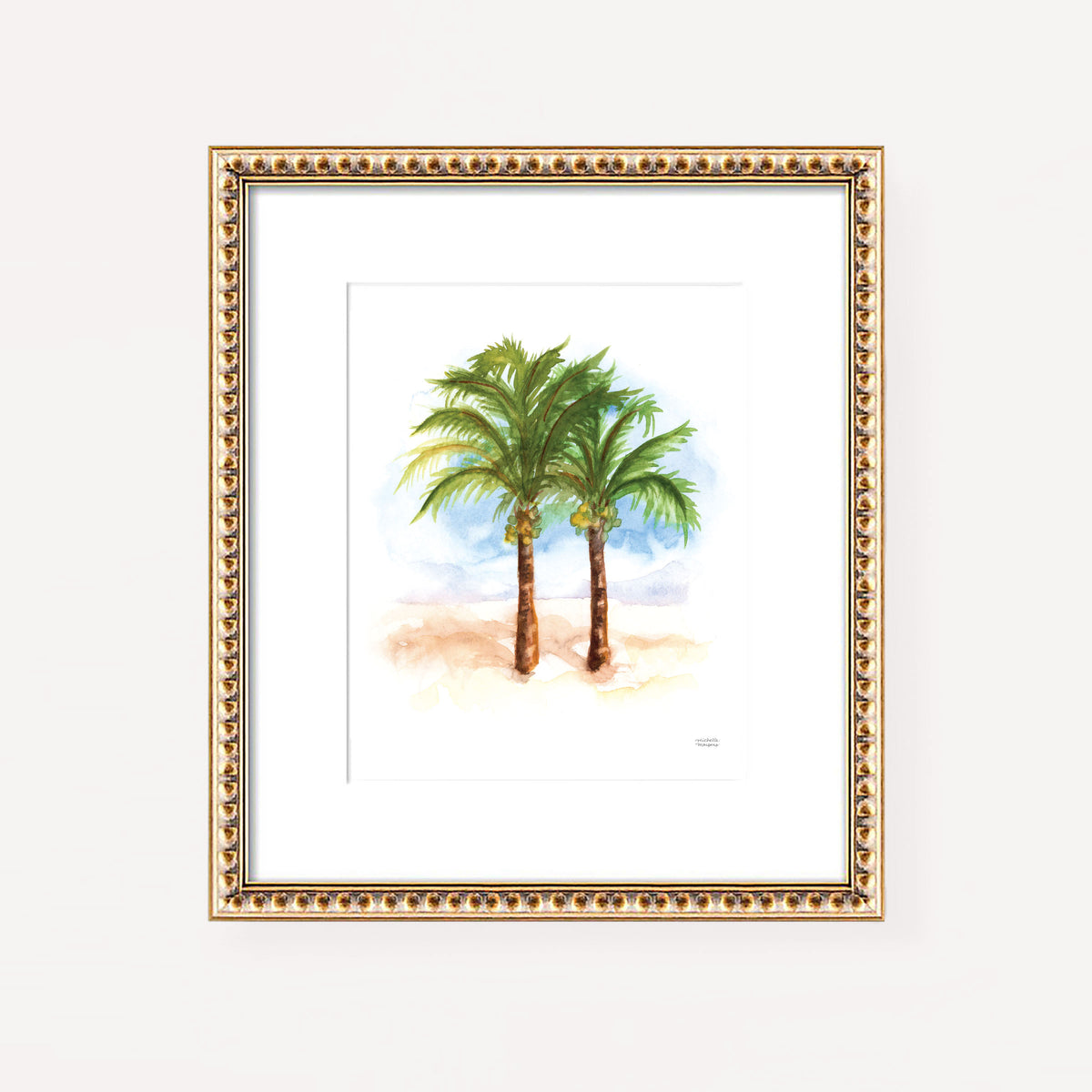 coconut palm painting Watercolor Coconut Palm Trees Wall Art Print by Michelle Mospens