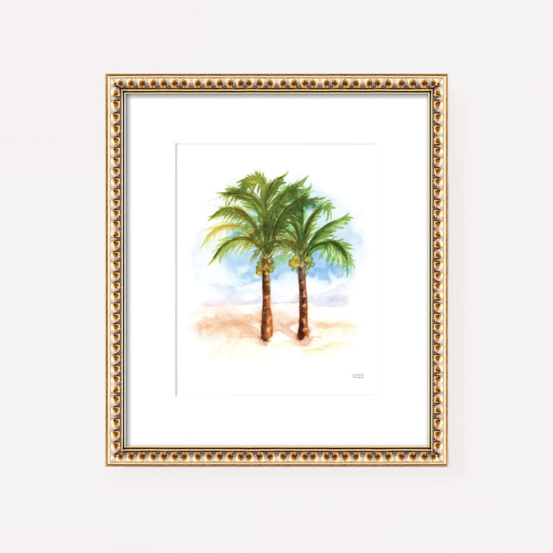 Watercolor Coconut Palm Trees Wall Art Print