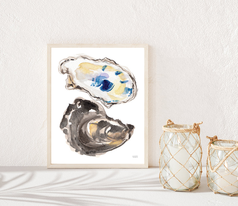 Watercolor Oyster Shells No7 Wall Art Print