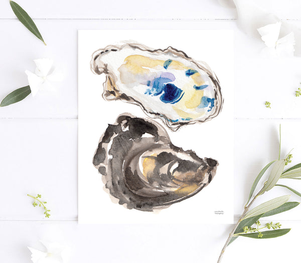 Watercolor Oyster Shells No7 Wall Art Print