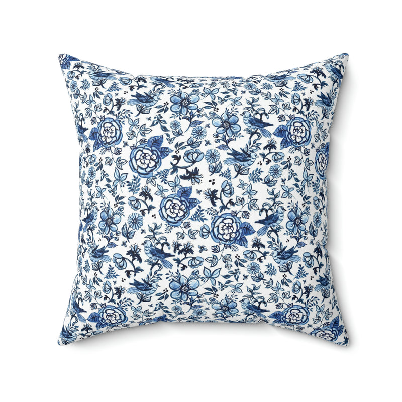 Painterly Blue Chinoiserie 20 x 20 Pillow Cover Case