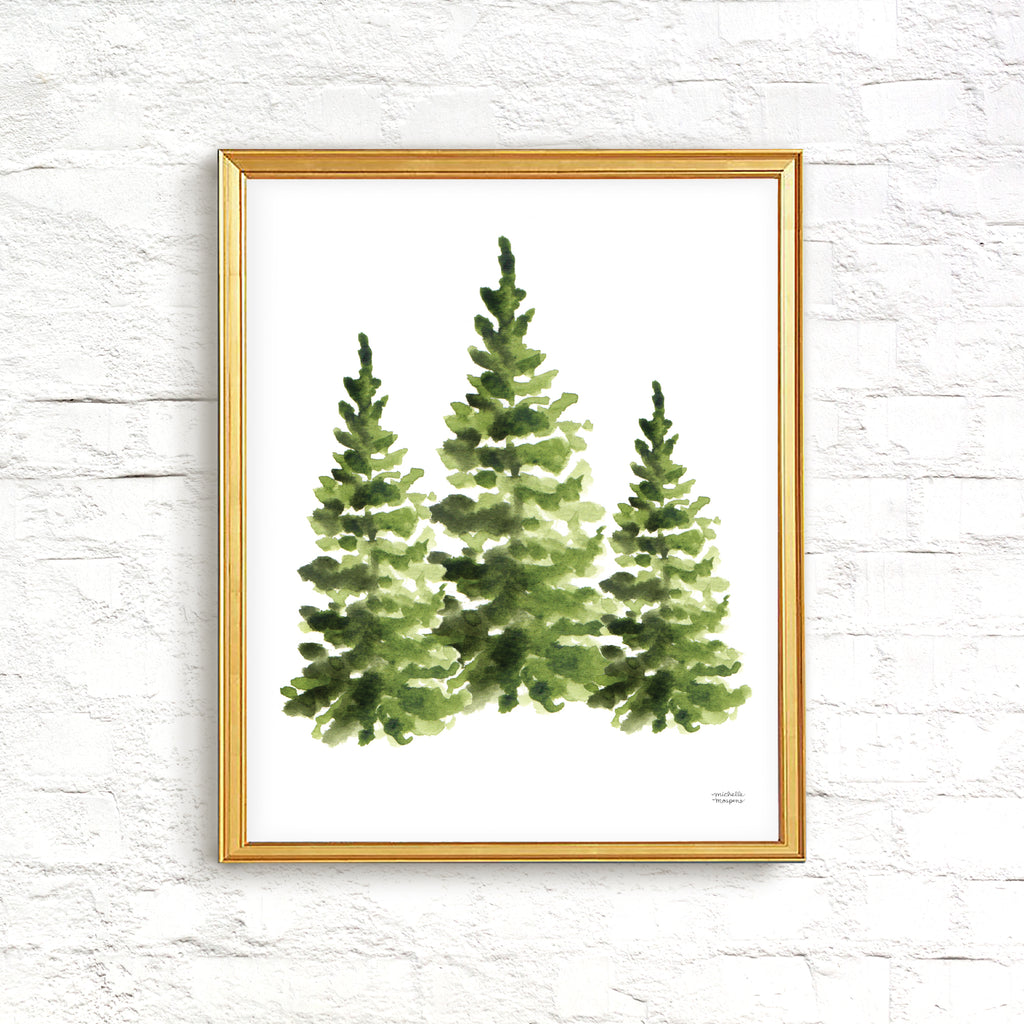 evergreen trees painting