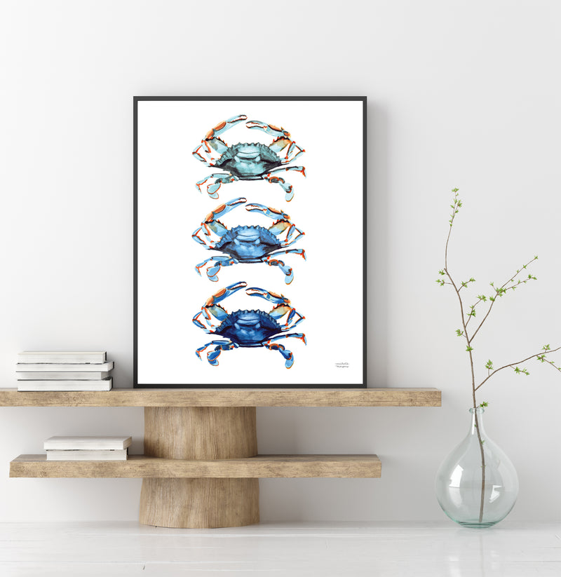 Watercolor Crabs Art Print Unframed