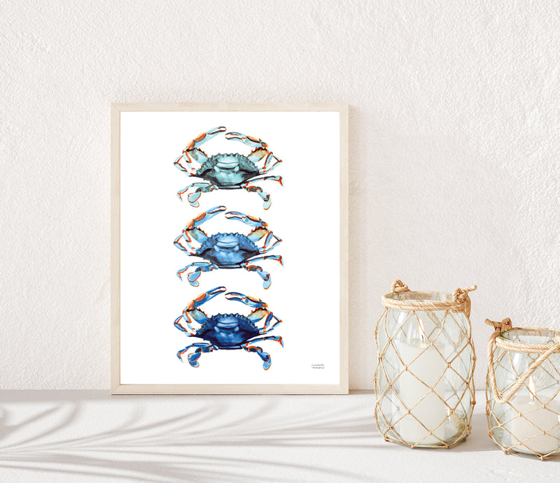 Watercolor Crabs Art Print Unframed