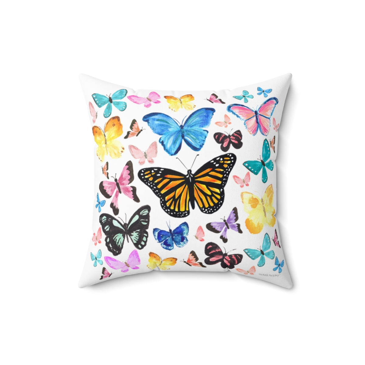 Watercolor Butterflies Square Pillow