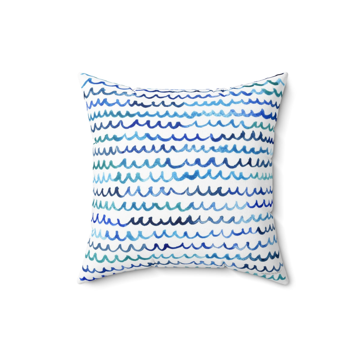 Watercolor Painterly Waves Coastal Square Pillow