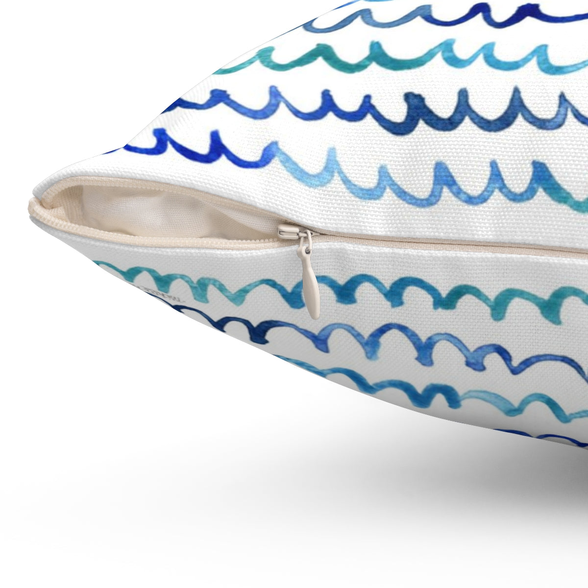 Watercolor Painterly Waves Coastal Square Pillow