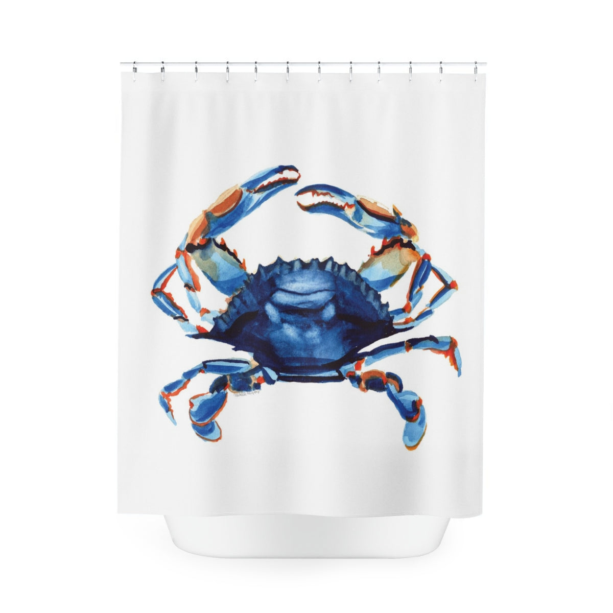 Watercolor Crab Nautical Coastal Shower Curtain