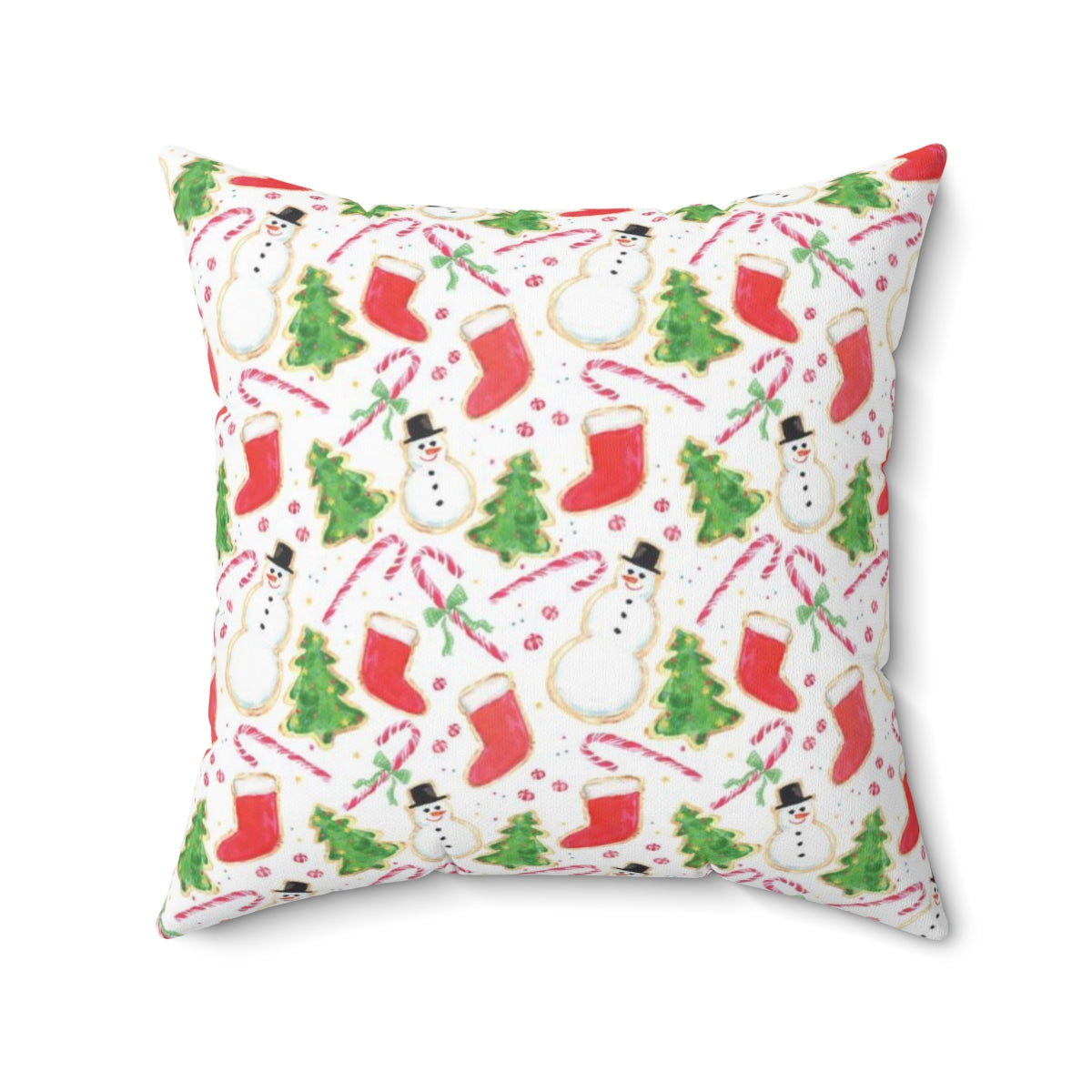 Watercolor Christmas Cookies Square Pillow by Artist Michelle Mospens