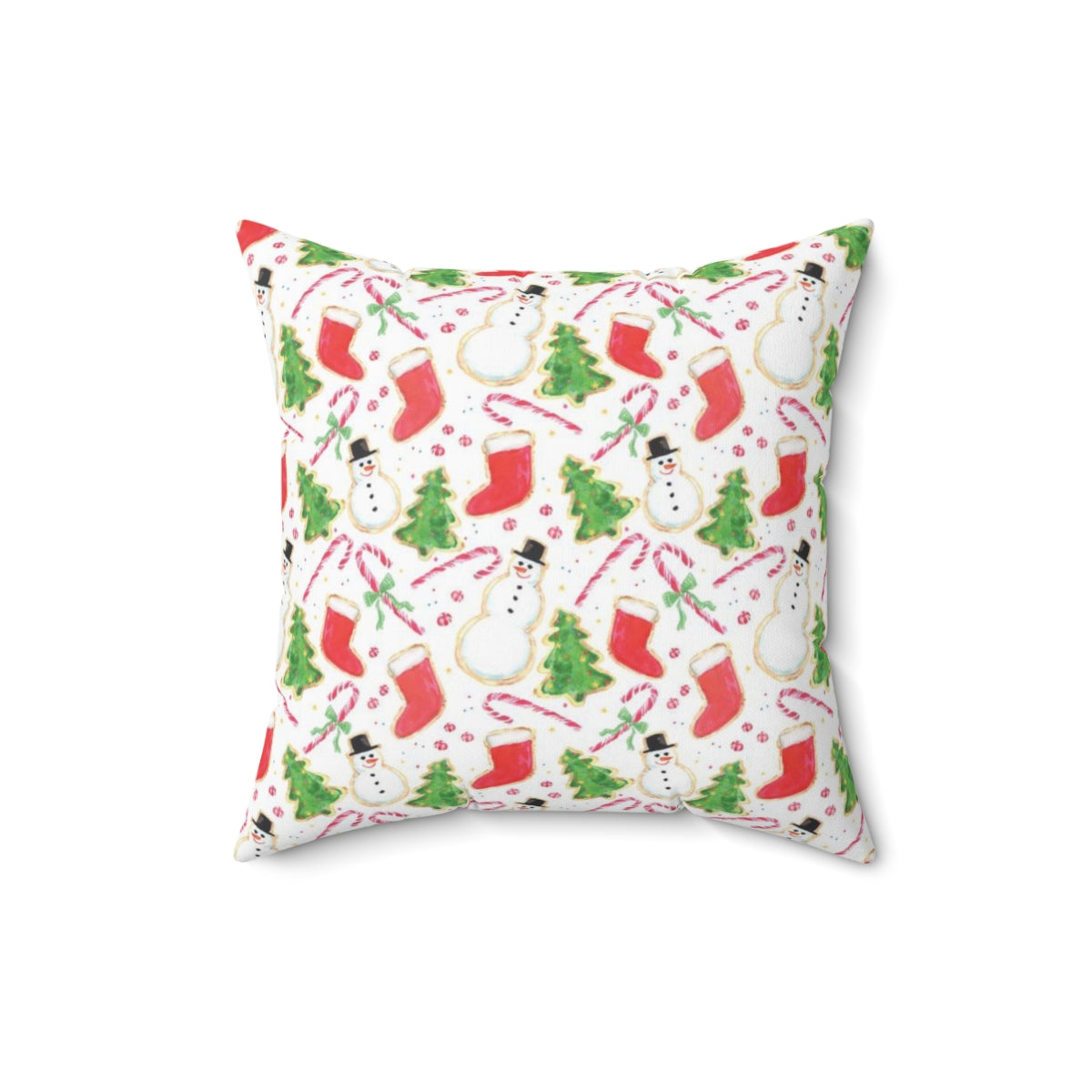 Watercolor Christmas Cookies Square Pillow by Artist Michelle Mospens