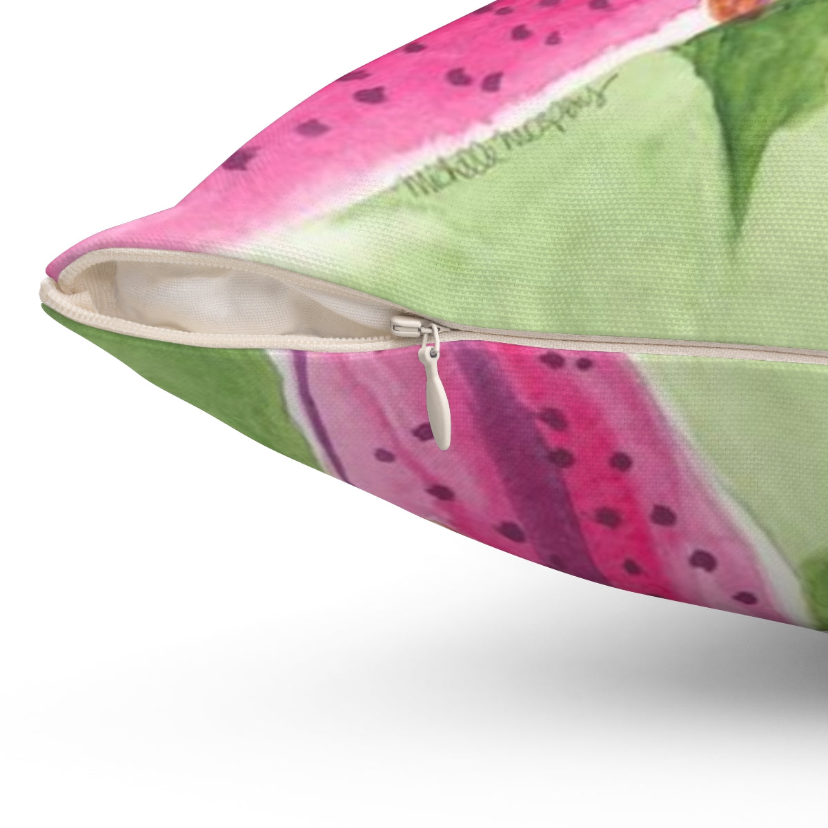 Watercolor Stargazer Lily Bloom Square Pillow