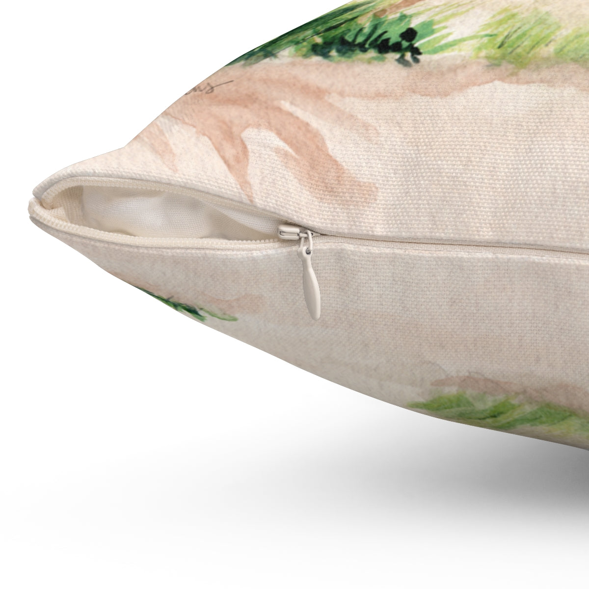 Watercolor Beach Scene Square Pillow by Artist Michelle Mospens