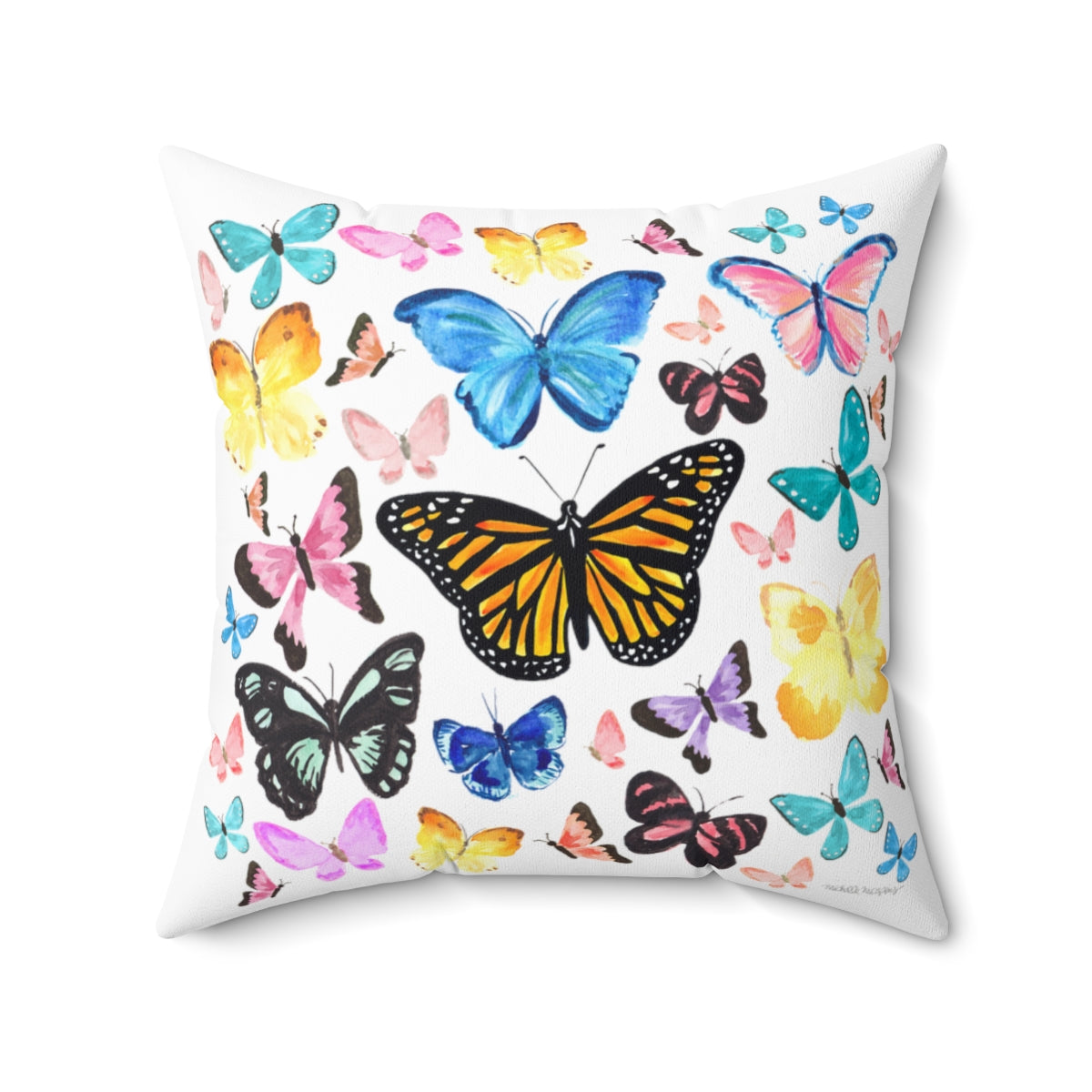 Watercolor Butterflies Square Pillow