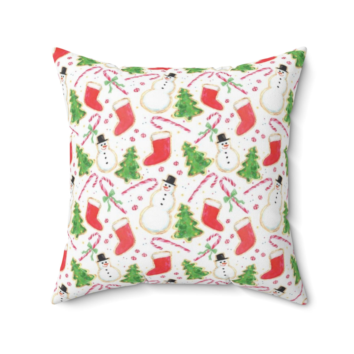Watercolor Christmas Cookies Square Pillow by Artist Michelle Mospens