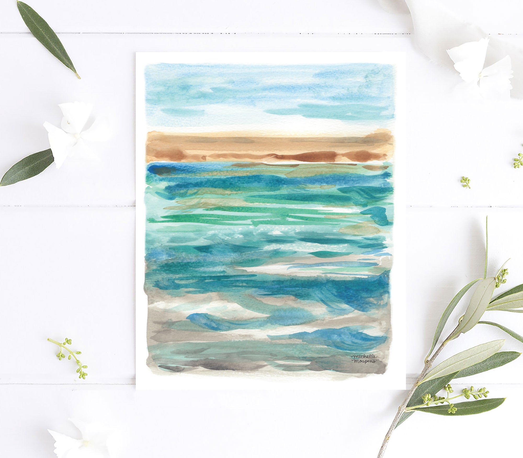 Abstract Watercolor Ocean Art Print Seascape Study No. 1